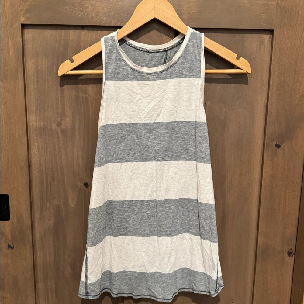 Lululemon Gray and Cream Striped Tie Tank Top